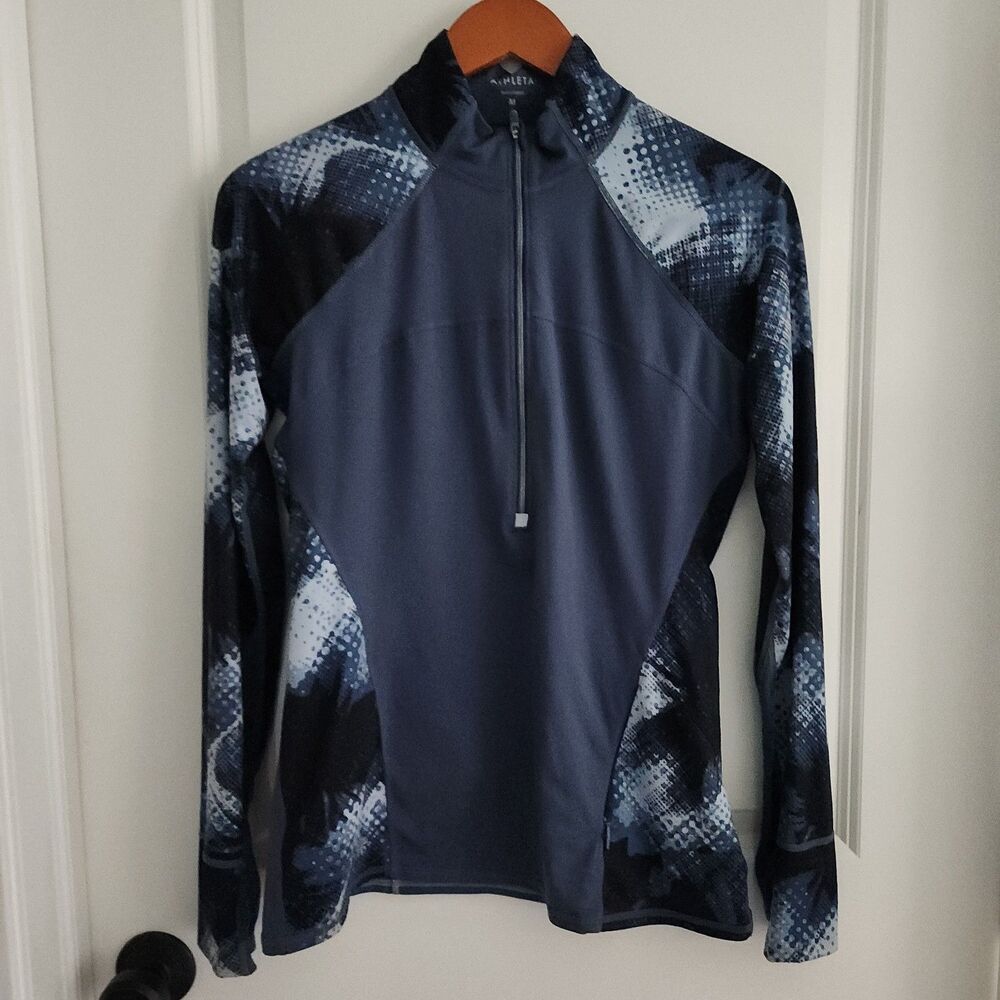 Athleta Running Wild Half Zip 2.0 Electro Long Sleeve Pullover Women Blue Size M
